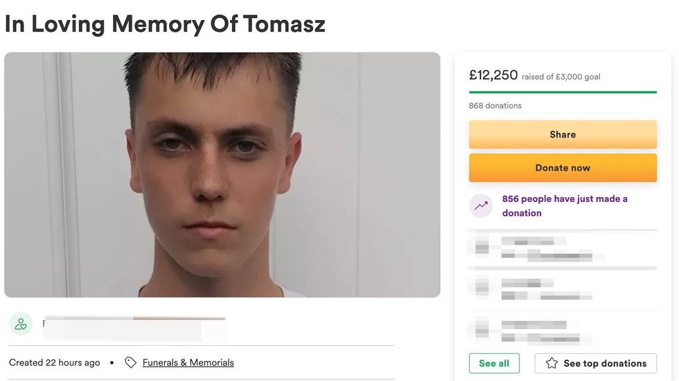 In a GoFundMe page set up in his memory, one of the boy\u2019s coaches said: \u201cTomasz was a very kind, caring young man.