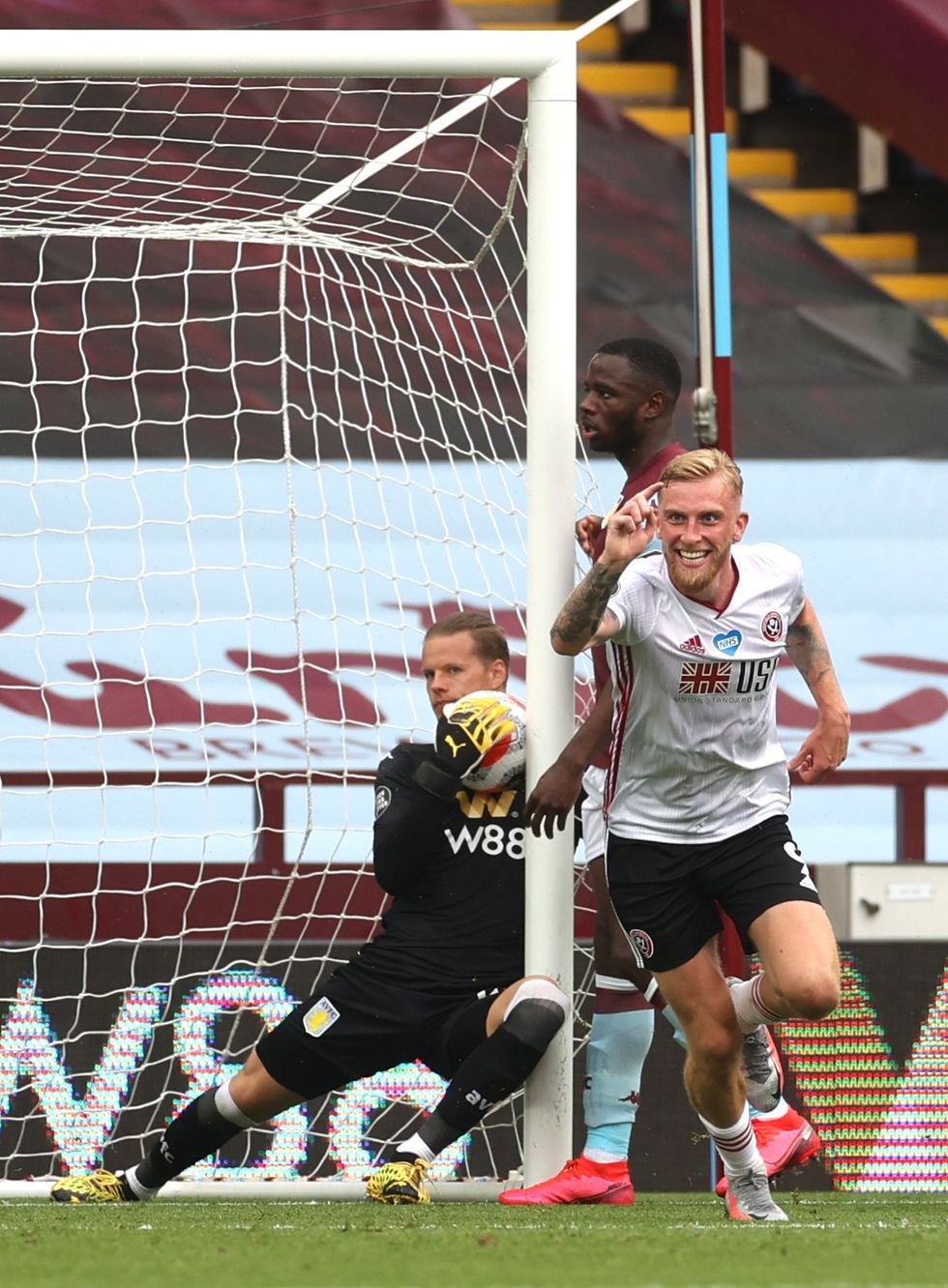 In the first match of the "Project Restart" era, Villa keeper Orjan Nyland carried the ball a yard over his own line