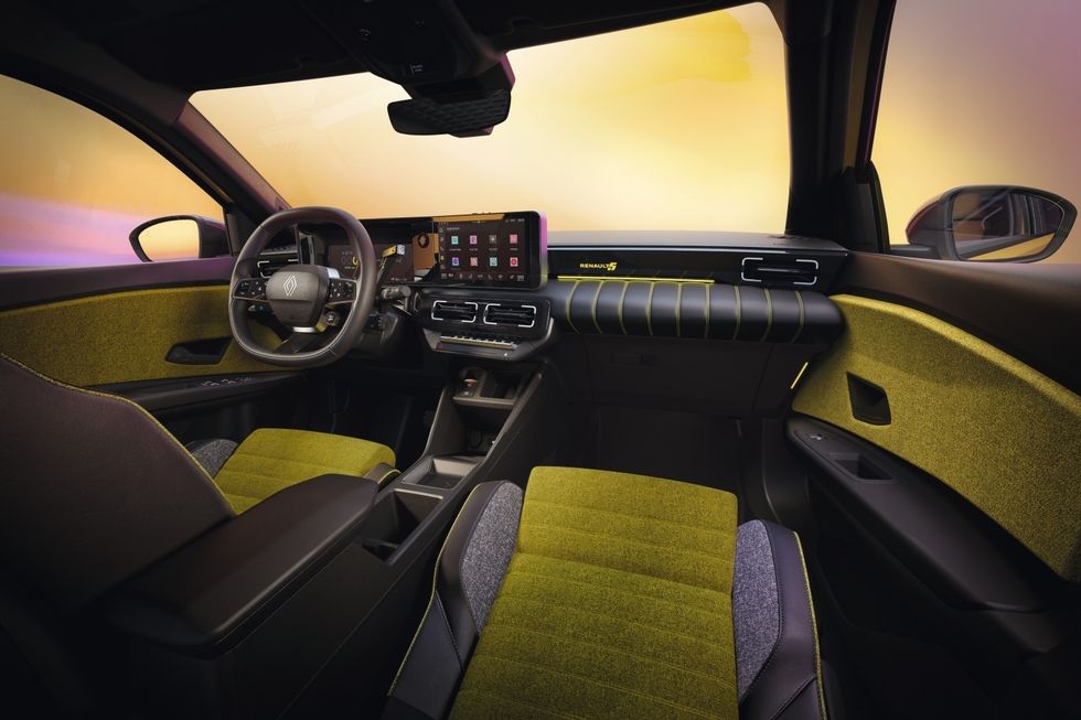 Inside of new Renault car in shade yellow