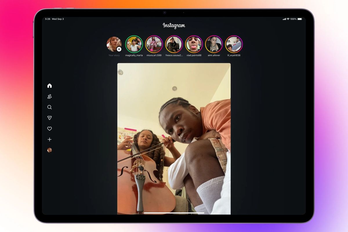Instagram app displayed on Apple iPad