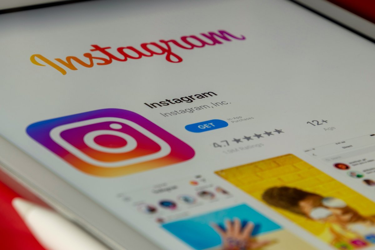 Instagram app listing shown on an ipad
