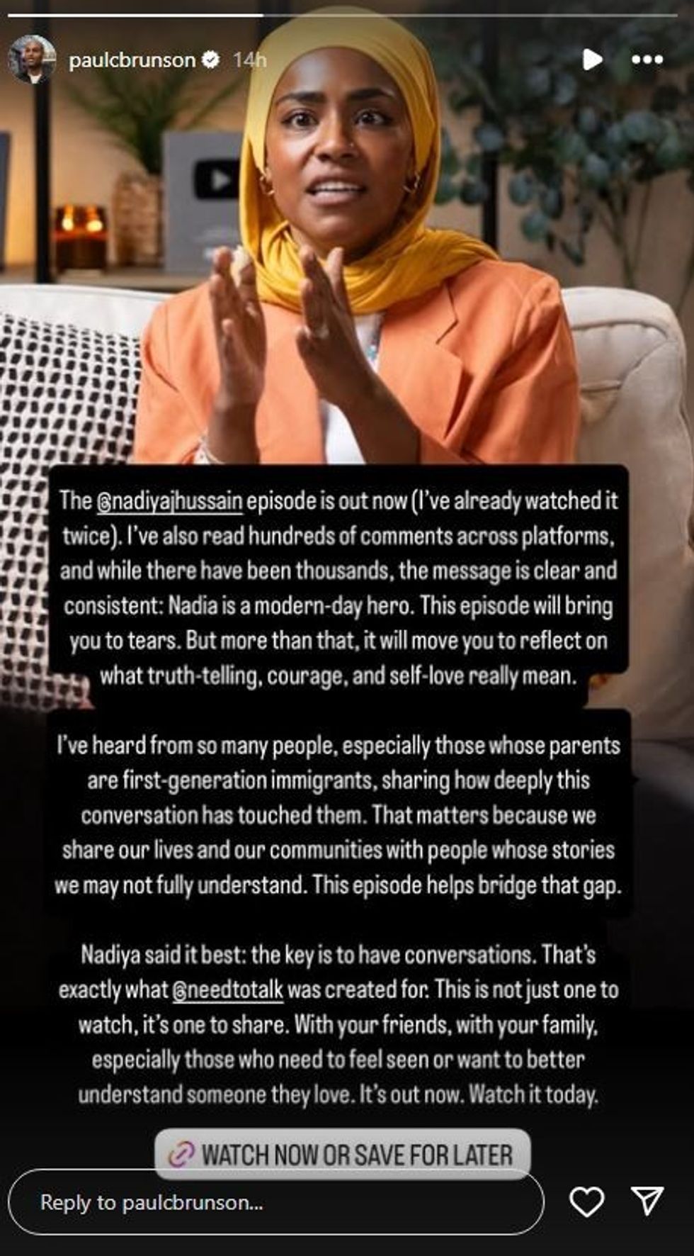 Instagram statement by Paul Brunson