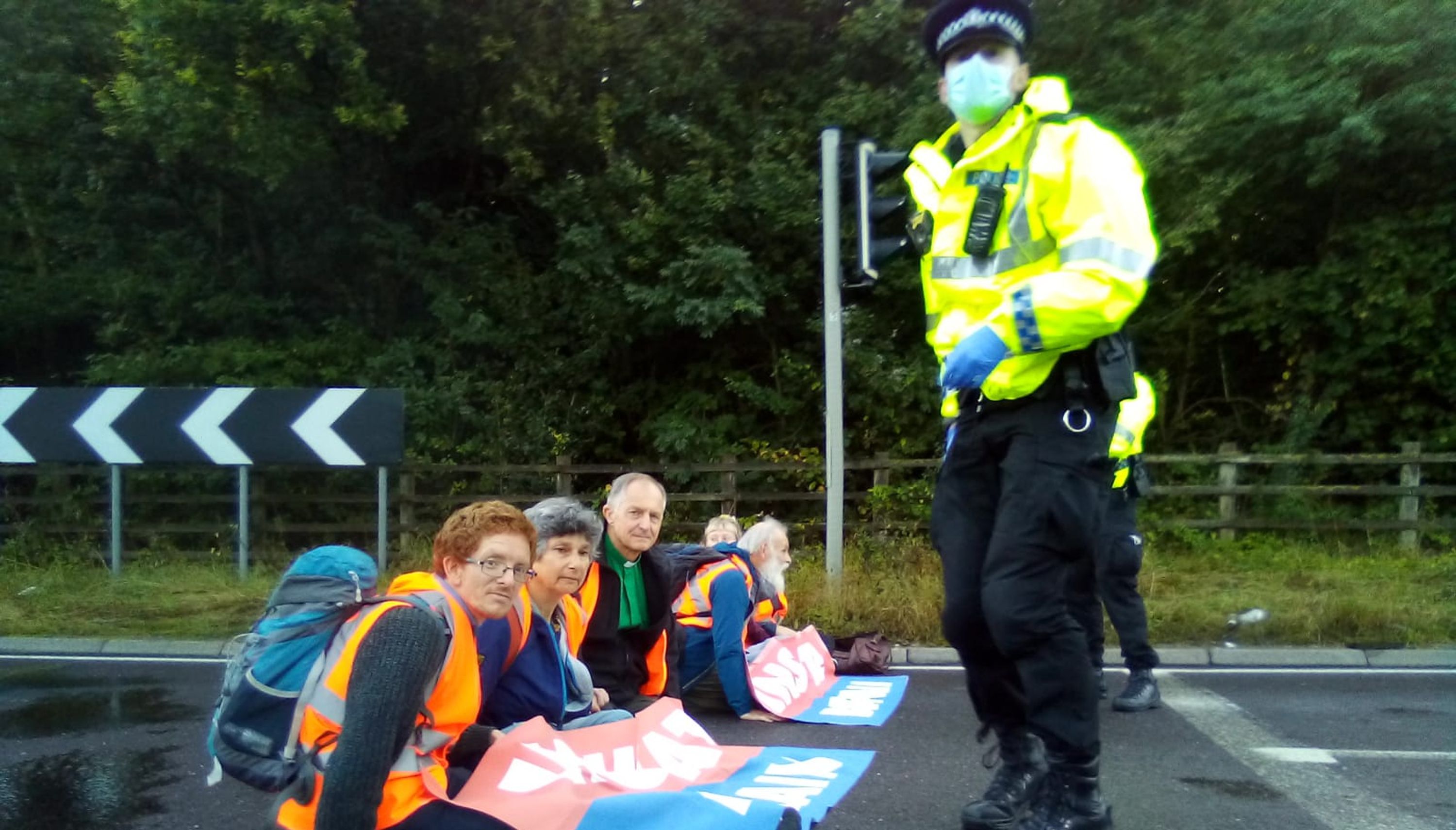 Insulate Britain blocking a roundabout at Junction 3 of the M25. The environmental activists have indicated they will continue blocking the M25 despite facing up to two years in prison.