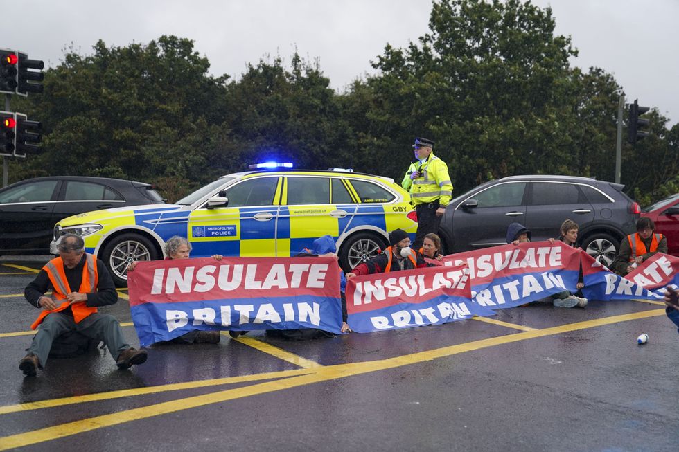 Insulate Britain occupying a roundabout in September 2021