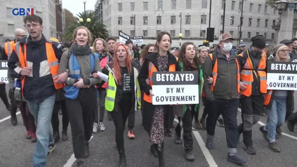 Insulate Britain protestors block London's Lambeth bridge