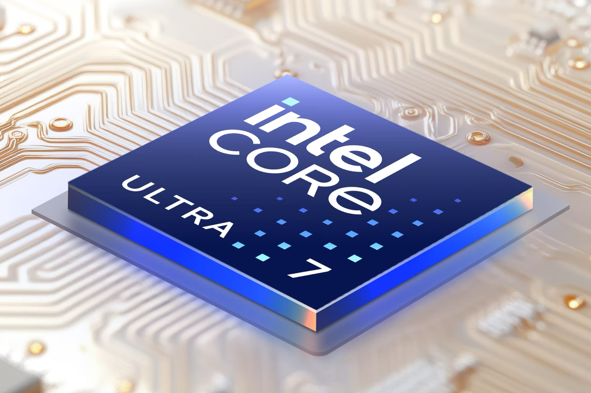 intel processor pictured on a gold background