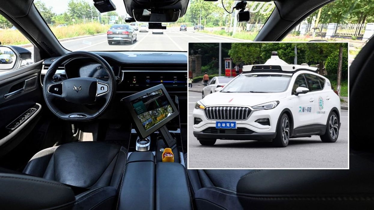 Interior and exterior of the Baidu Apollo Go self-driving electric robotaxi