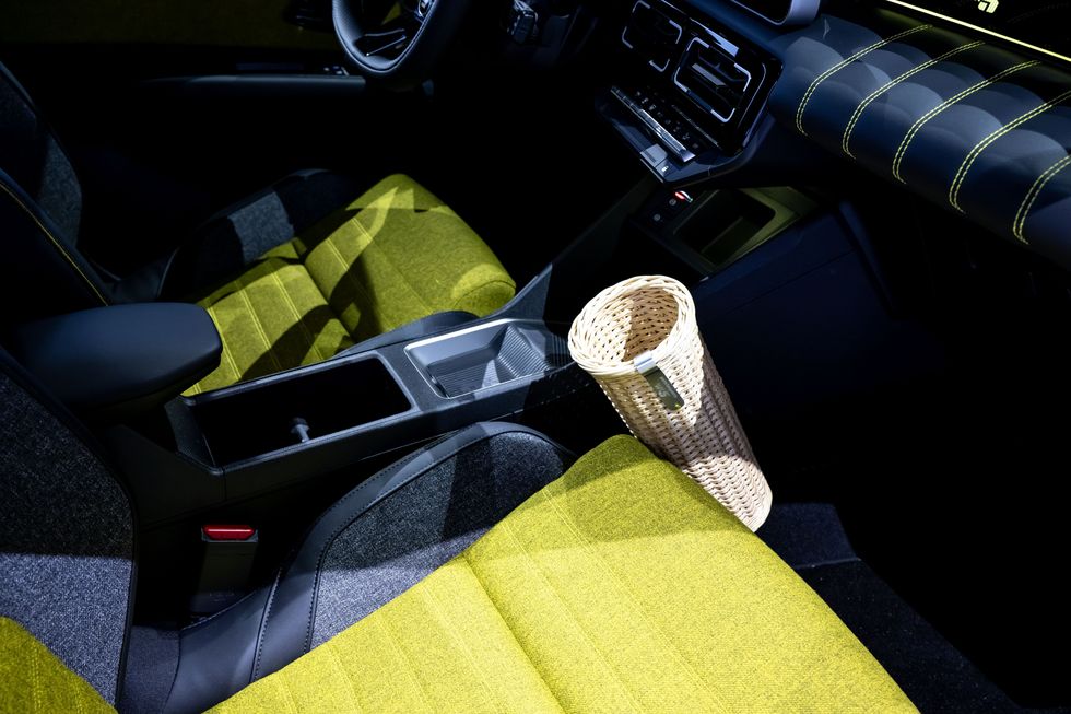 Interior of new electric Renault featuring baguette holder