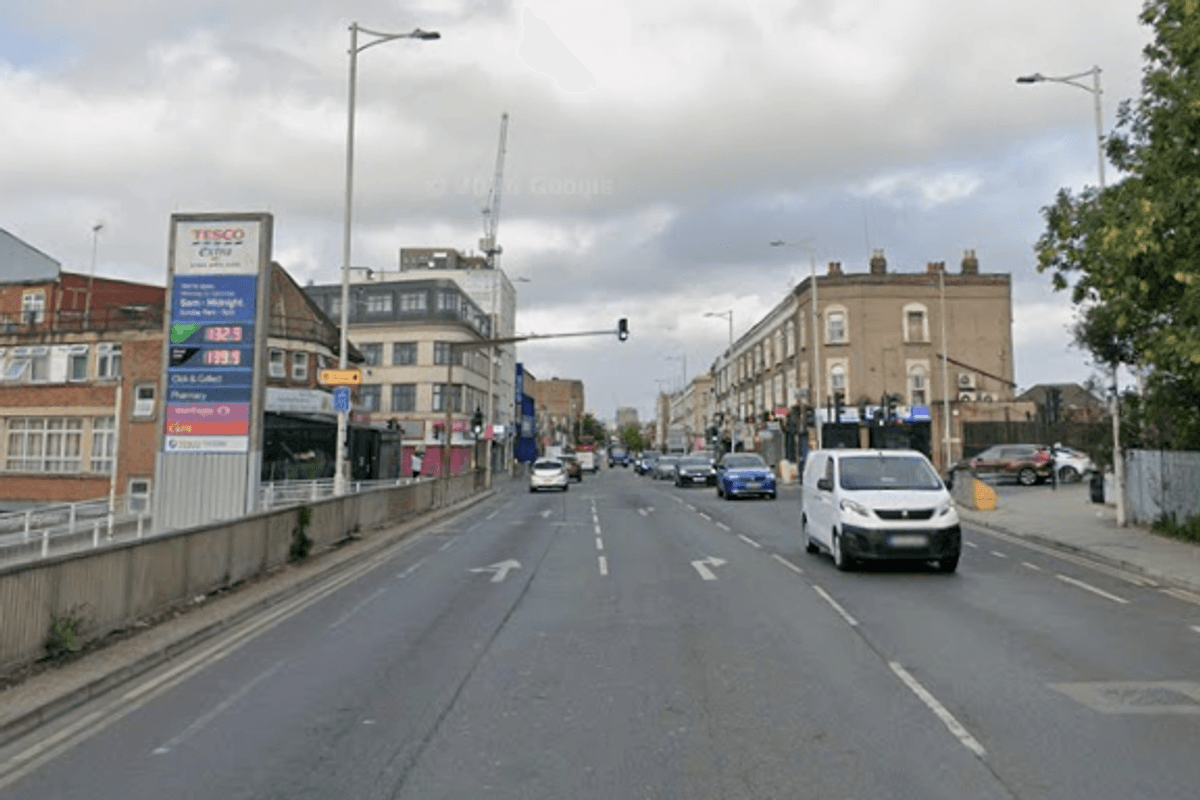 Intersection of Barley Lane and High Road in Ilford, east London