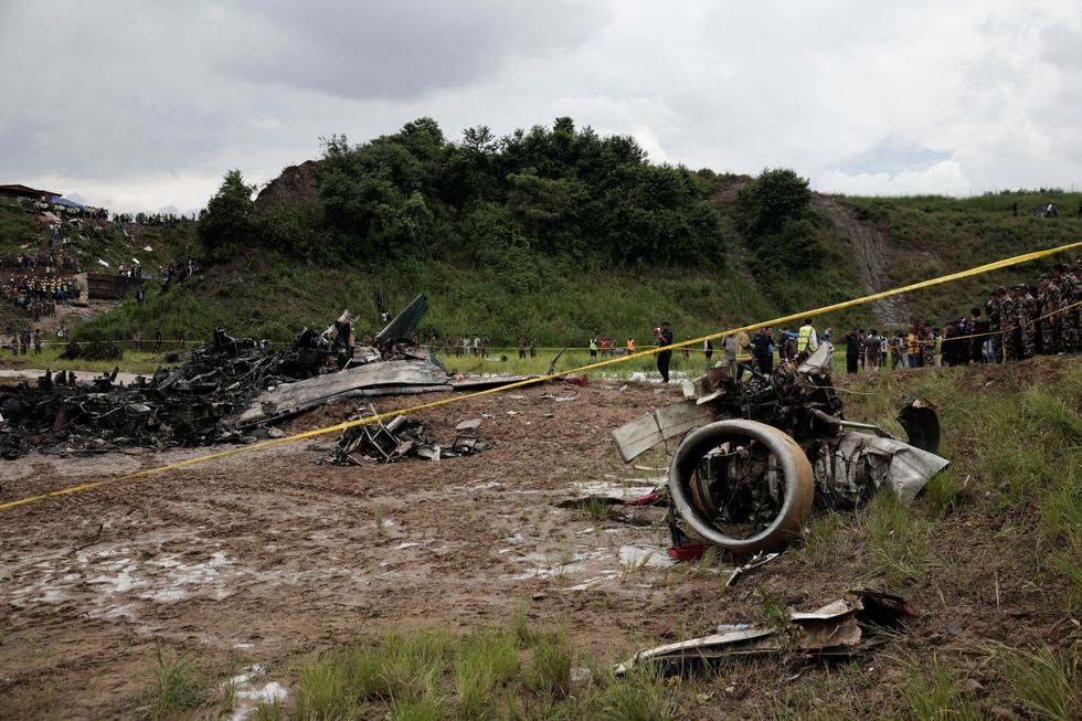 Investigators at the scene of the crash in Nepal\u200b