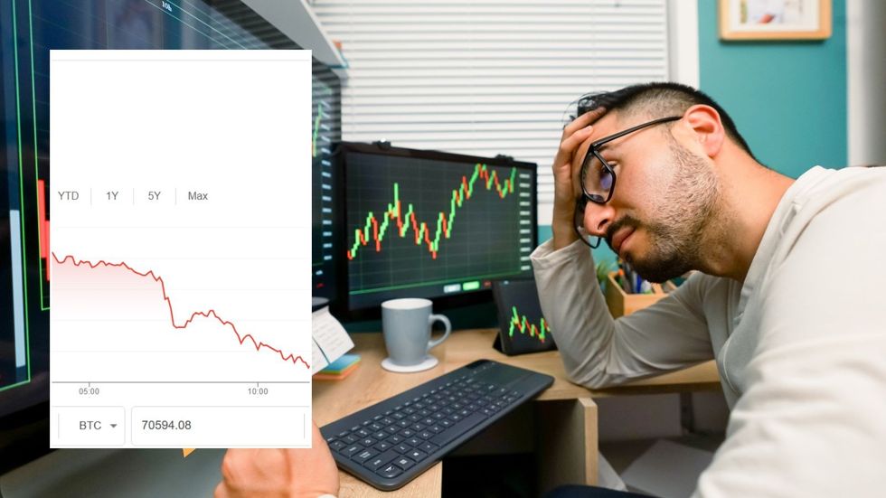 Investor worried and Bitcoin graph