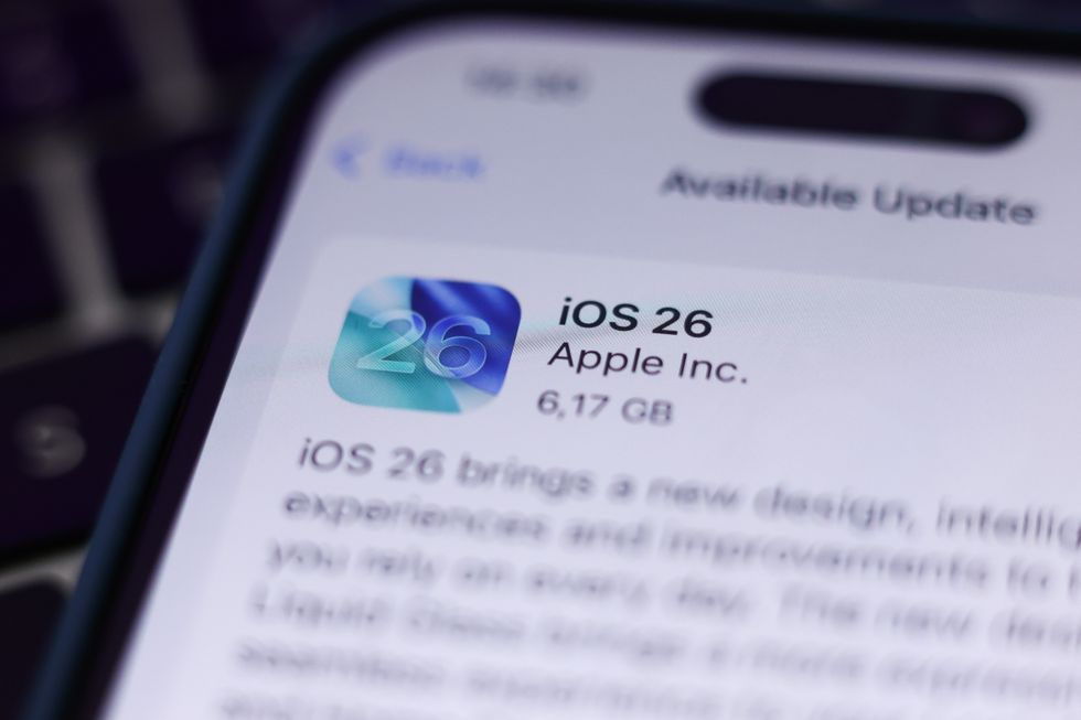 iOS 26 update pictured on an iPhone screen