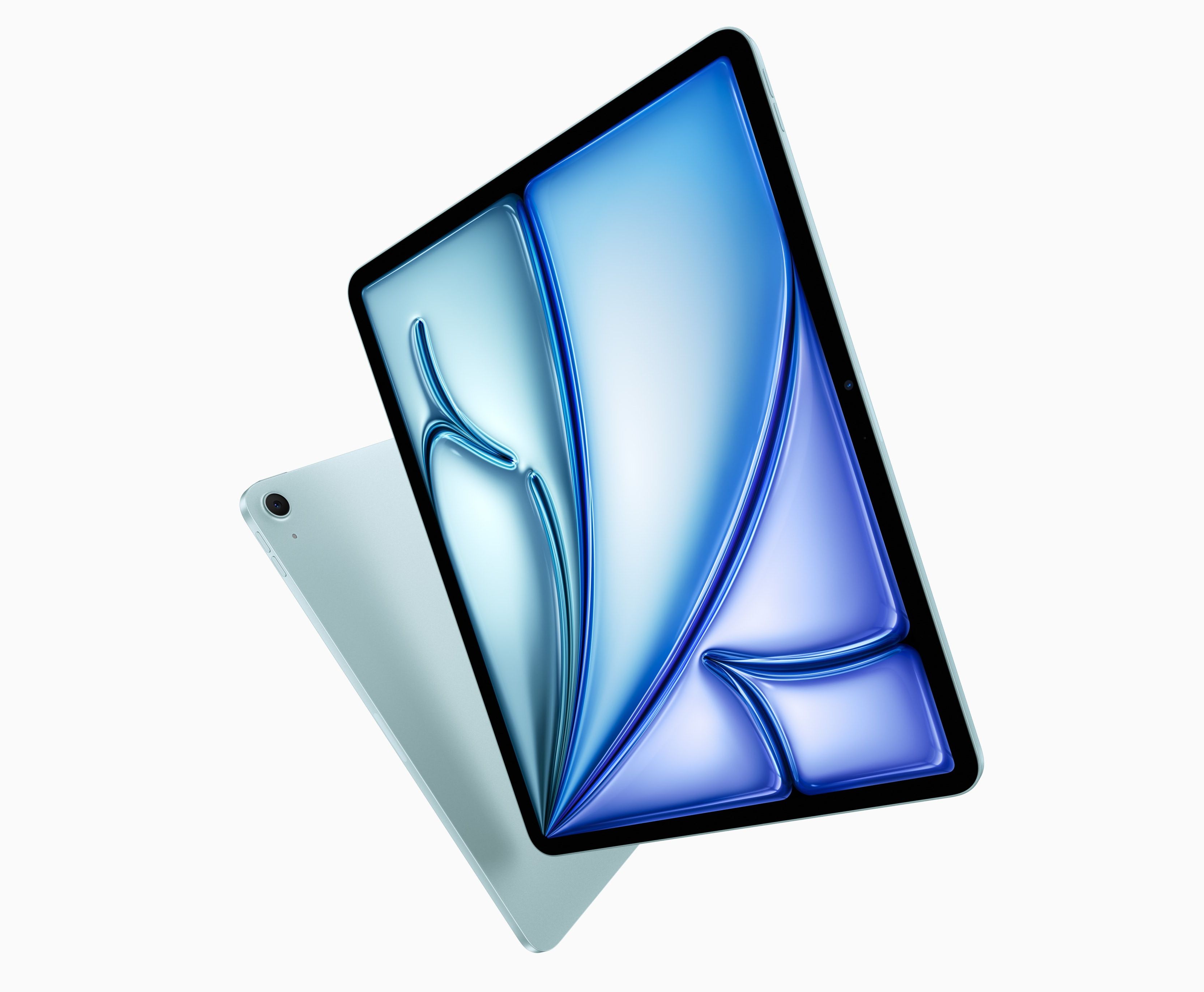 ipad air pictured in blue in two sizes