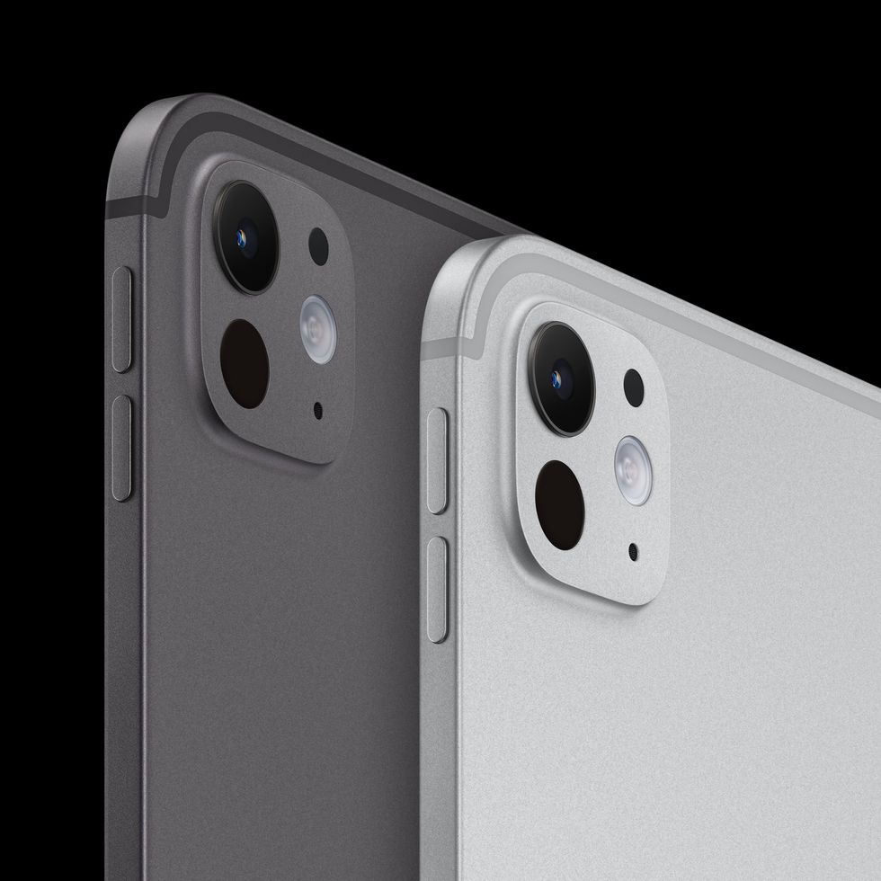iPad Pro pictured side by side in Silver and Space Black
