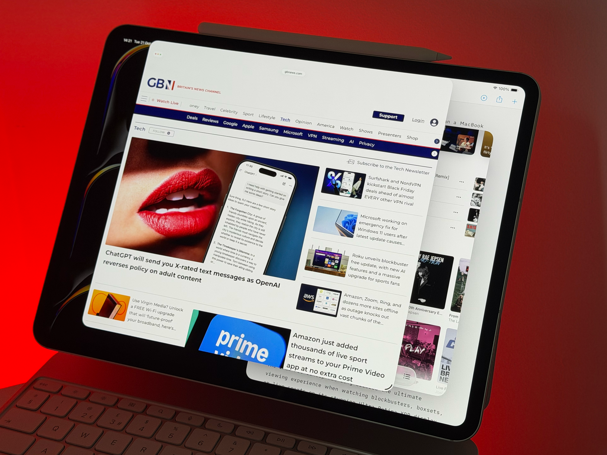 iPad Pro pictured with multiple apps running side by side
