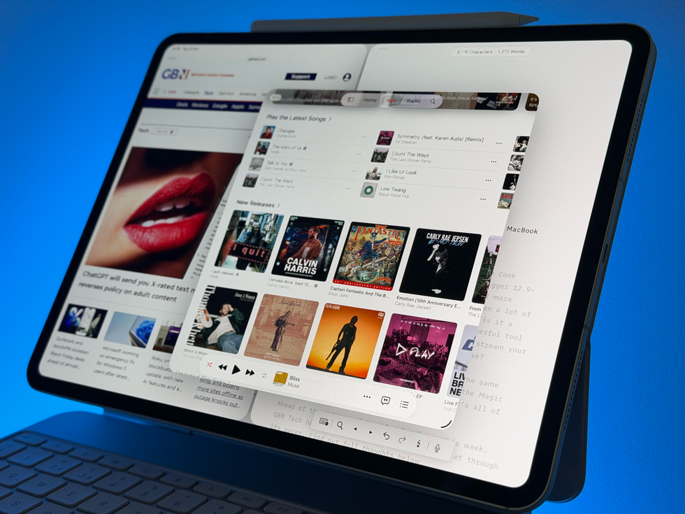iPad Pro with windowed applications showing