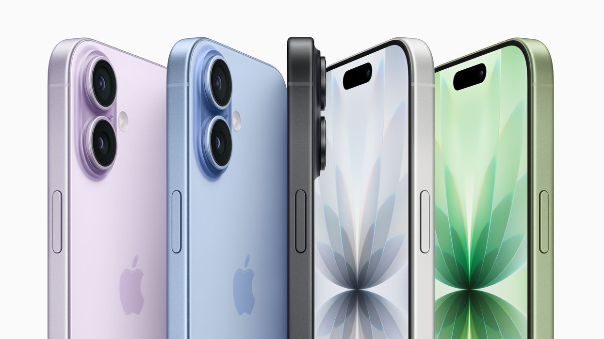 iphone 17 shown from the side in all colourways, including Lavender, Mist Blue, Sage, White, or Black