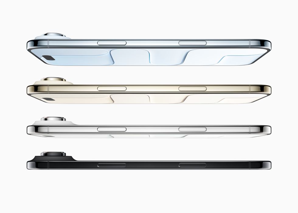 iPhone Air in Space Black, Cloud White, Light Gold, and Sky Blue
