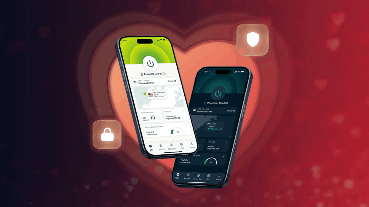 iPhone app with ExpressVPN on-screen for the Valentines Day sale