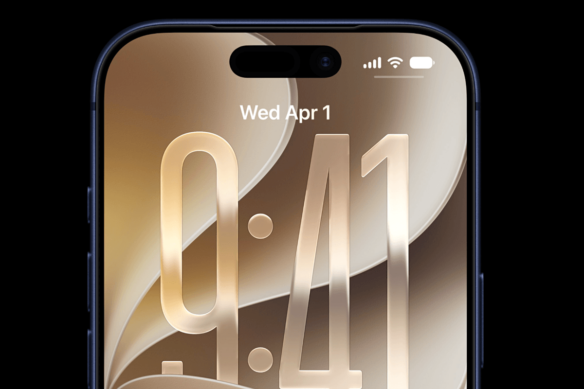 iPhone pictured with the new default background for iOS 27