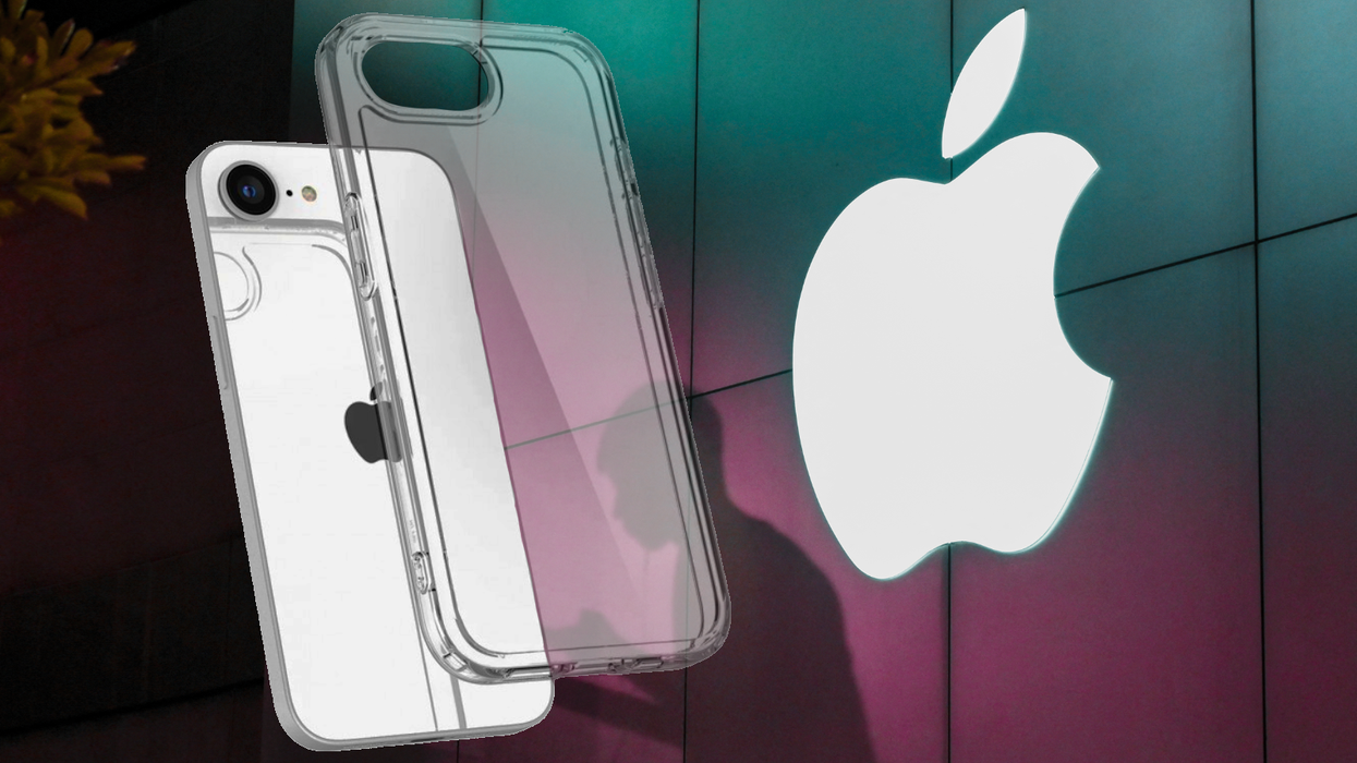 iphone se in white from leaked spigen case photos with apple logo in the background