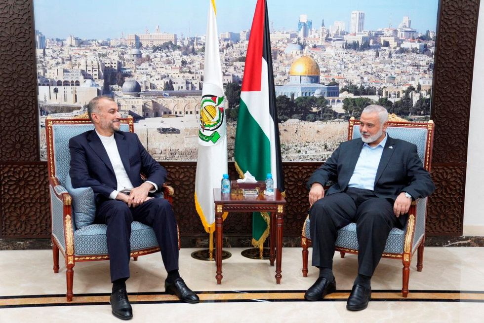 Iran's Foreign Minister Hossein Amir Abdollahian meets with Palestinian group Hamas' top leader, Ismail Haniyeh in Doha