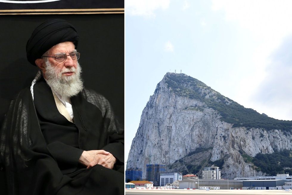 Iran supreme leader Ayatollah Ali Khamenei and the Rock of Gibraltar