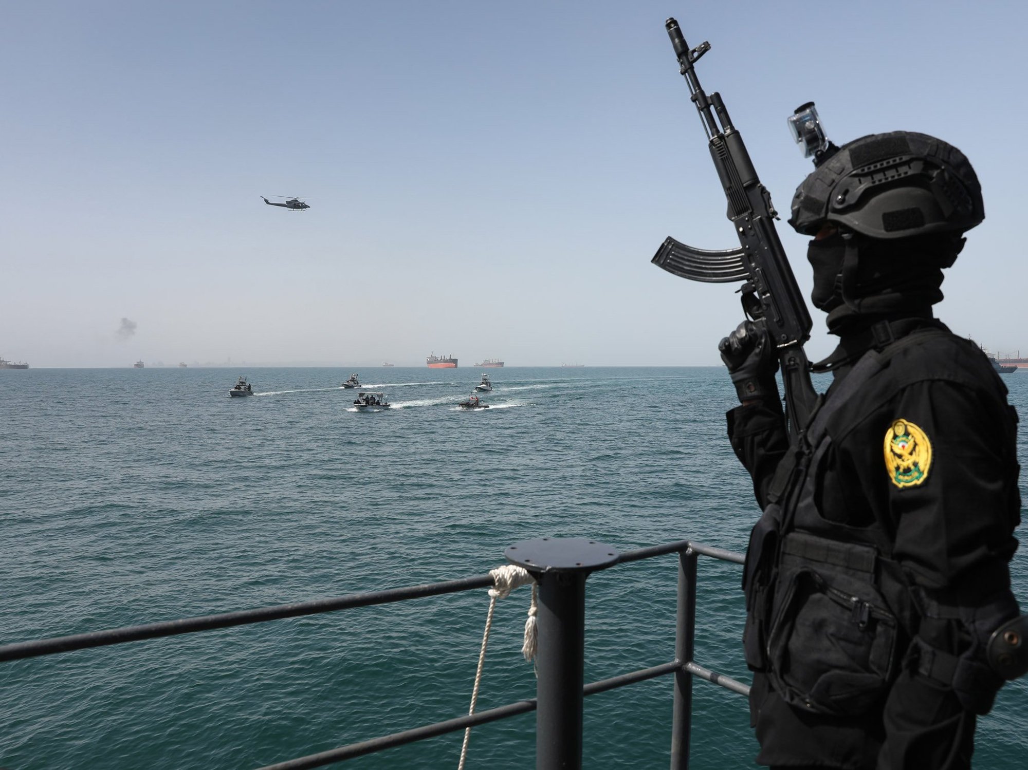 Iranian soldier in the Strait of Hormuz