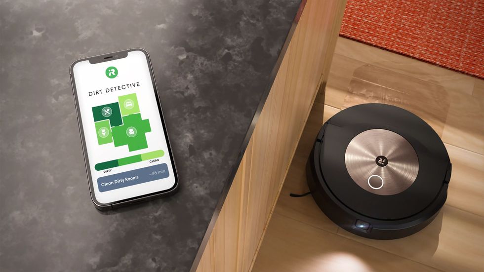 irobot app with the dirt detective feature on-screen