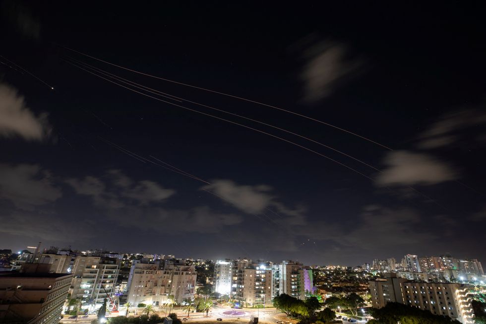 Israel's Iron Dome anti-missile system intercepts rockets, as seen from Ashkelon, Israel