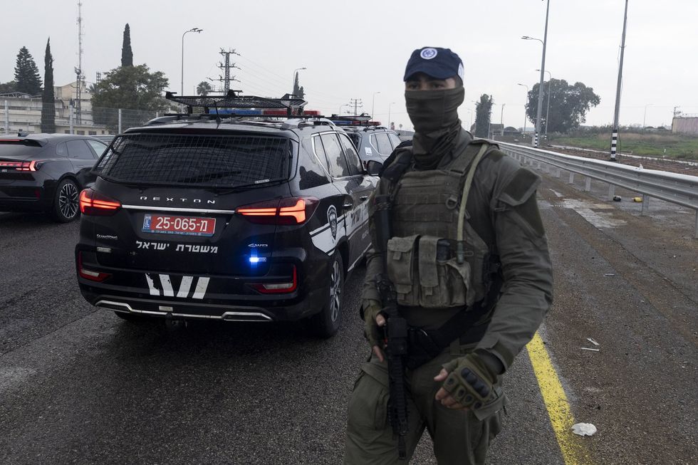 Israeli forces on the scene of the attack