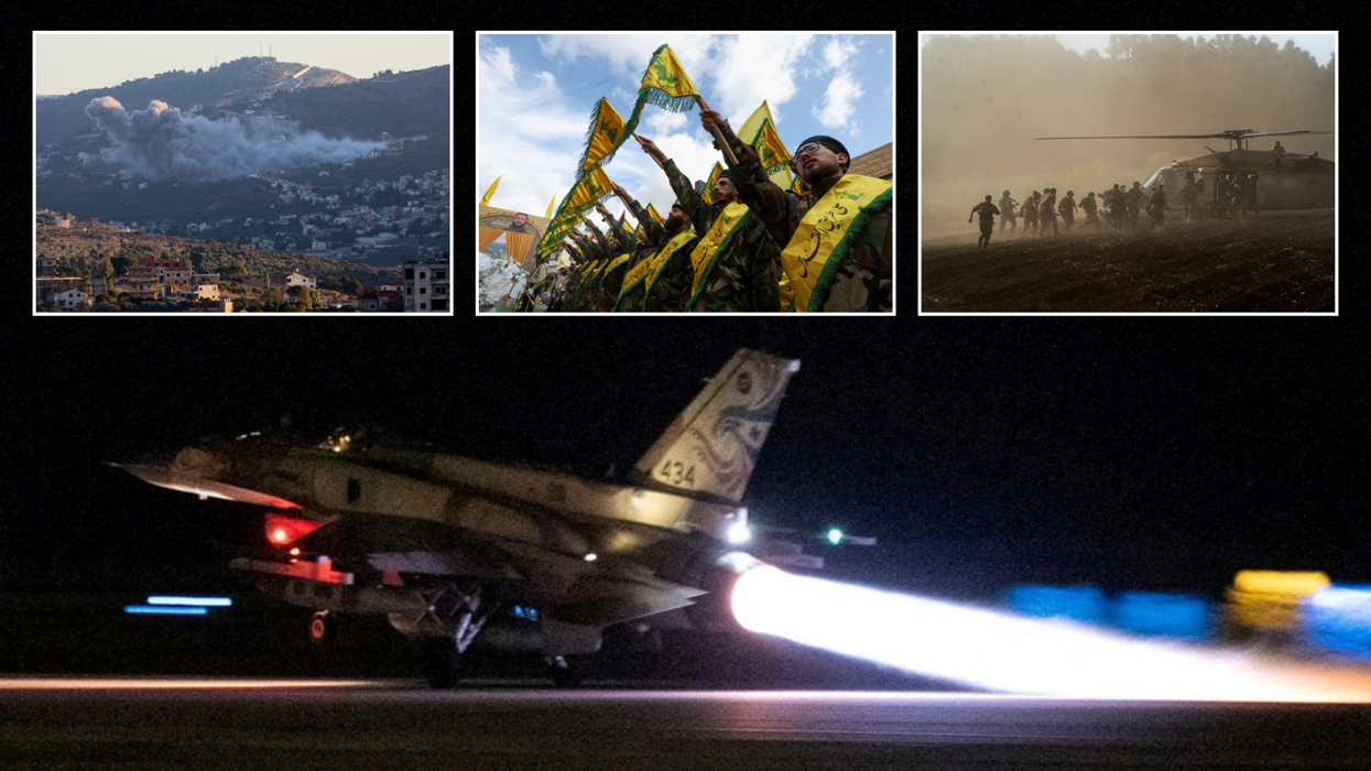 Israeli jet/smoke in Lebanon/Hezbollah fighters/Israeli military evacuation