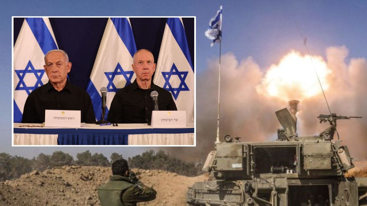 Israeli Prime Minister Benjamin Netanyahu (L) and Defence Minister Yoav Gallant