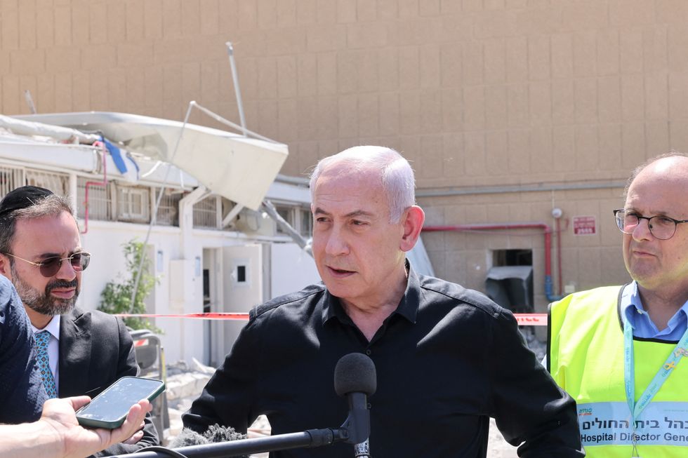 Israeli Prime Minister Benjamin Netanyahu visits the Soroka hospital complex