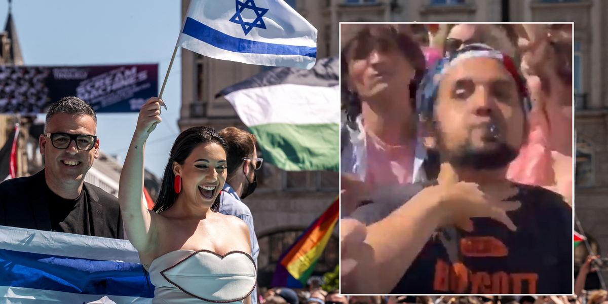 NextImg:Pro-Palestine protester threatens Israeli Eurovision contestant with horrific 'throat-slitting gesture'