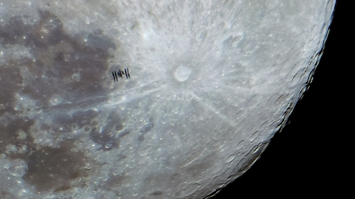 ISS in front of the Moon