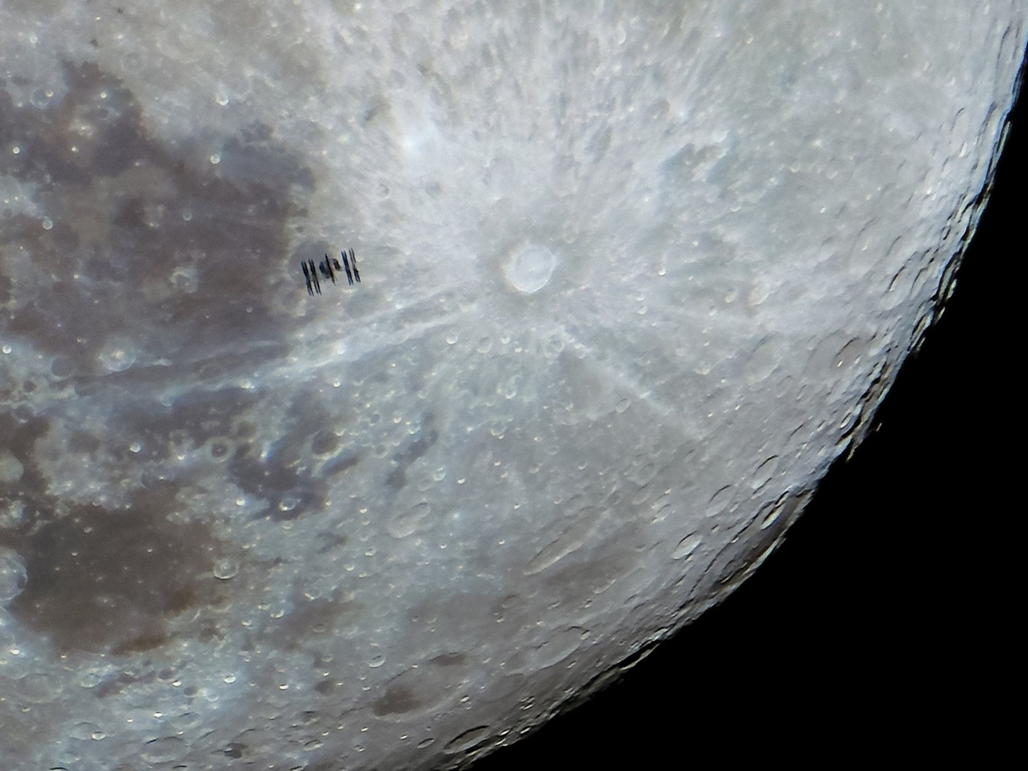 ISS in front of the Moon