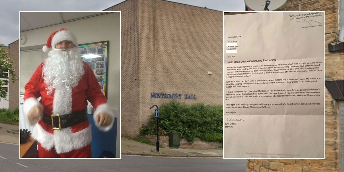 NextImg:Pensioner Santa Claus volunteer SACKED by charity for 'anti-Labour' social media post - as he's told to stop donating to food bank too