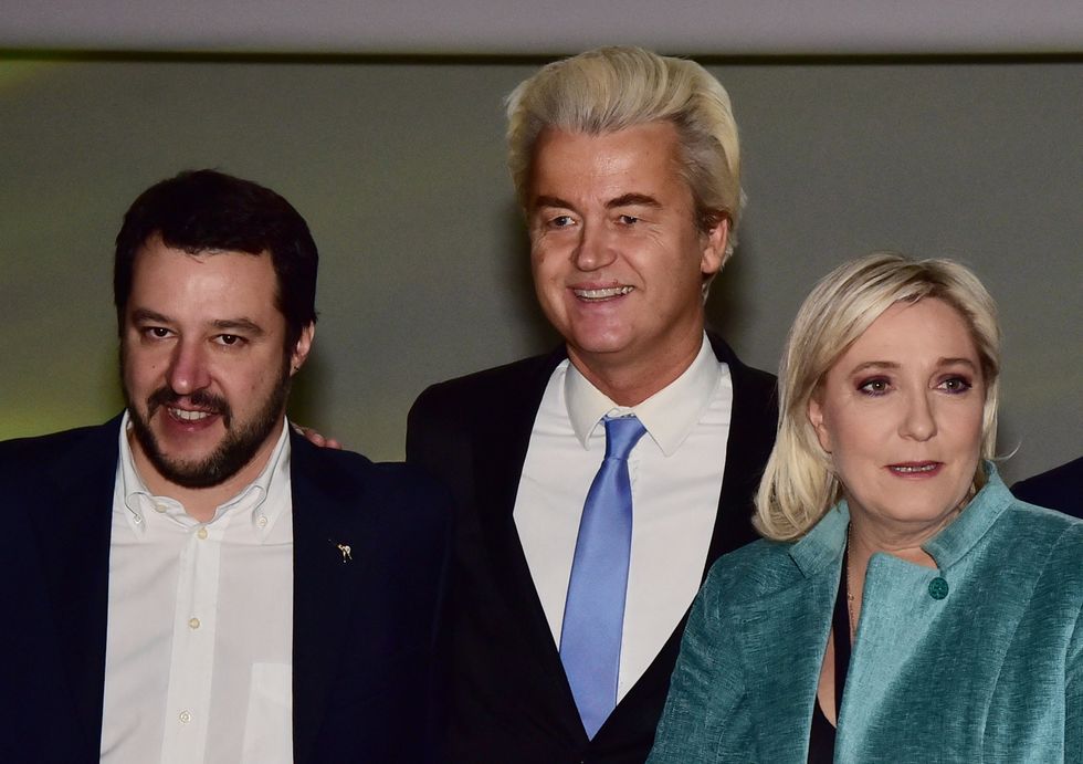 Italian Lega Nord (Northern League) Secretary, Matteo Salvini, Dutch far-right Freedom Party leader Geert Wilders and French far-right Front National (FN) party president Marine Le Pen