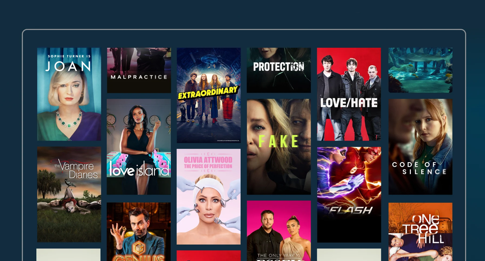 ITV shows like Joan, Love Island, FAKE, Code of Silence, and Olivia Attwood: The Price Of Perfection pictured in a list on the ITVX streaming service