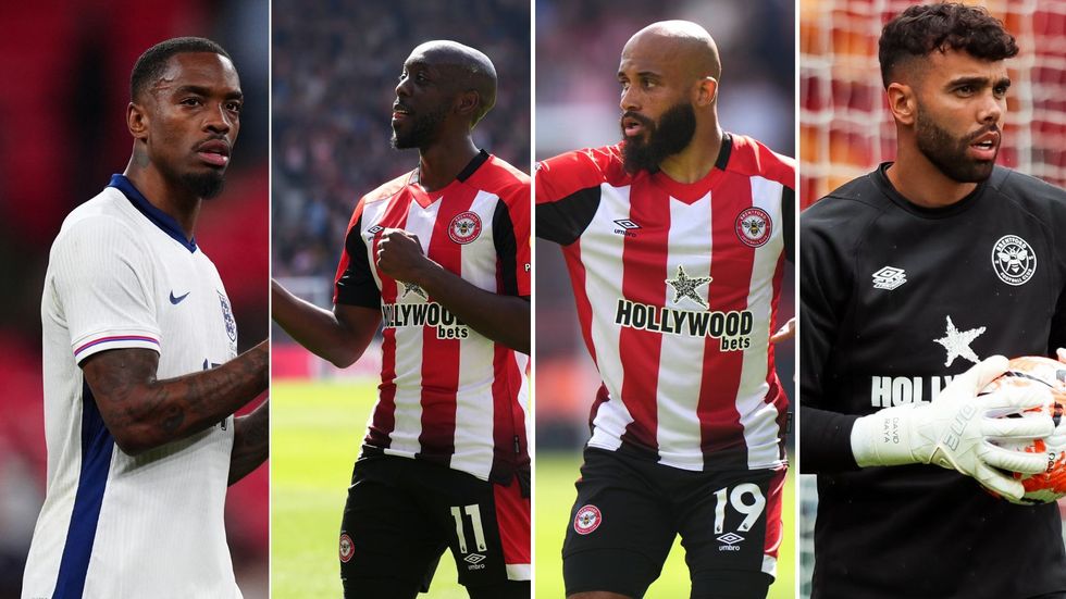 Ivan Toney, Yoane Wissa, Bryan Mbeumo and David Raya