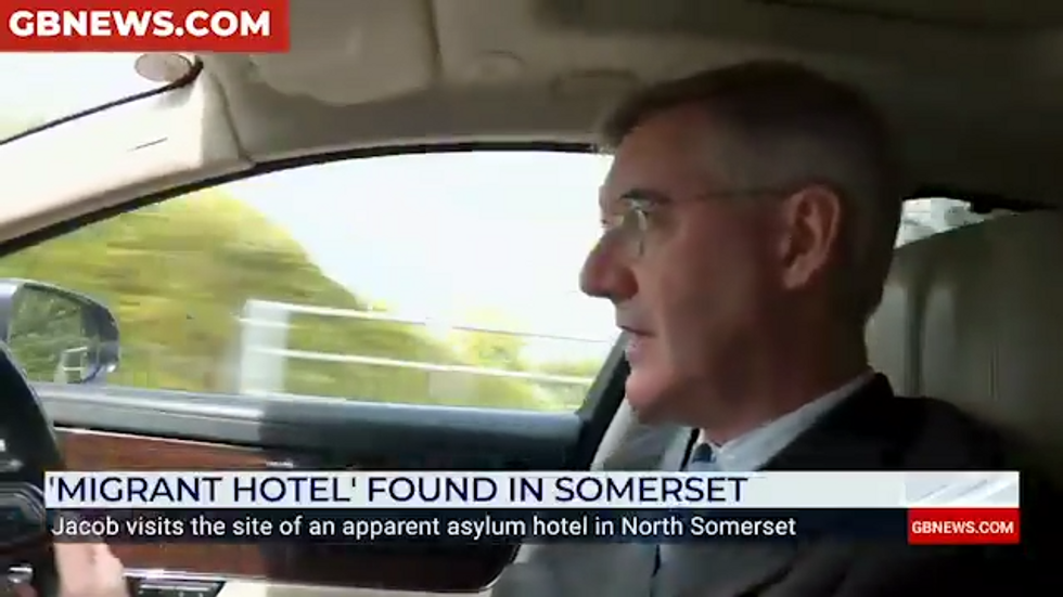 Jacob Rees-Mogg visits the site of an apparent asylum hotel