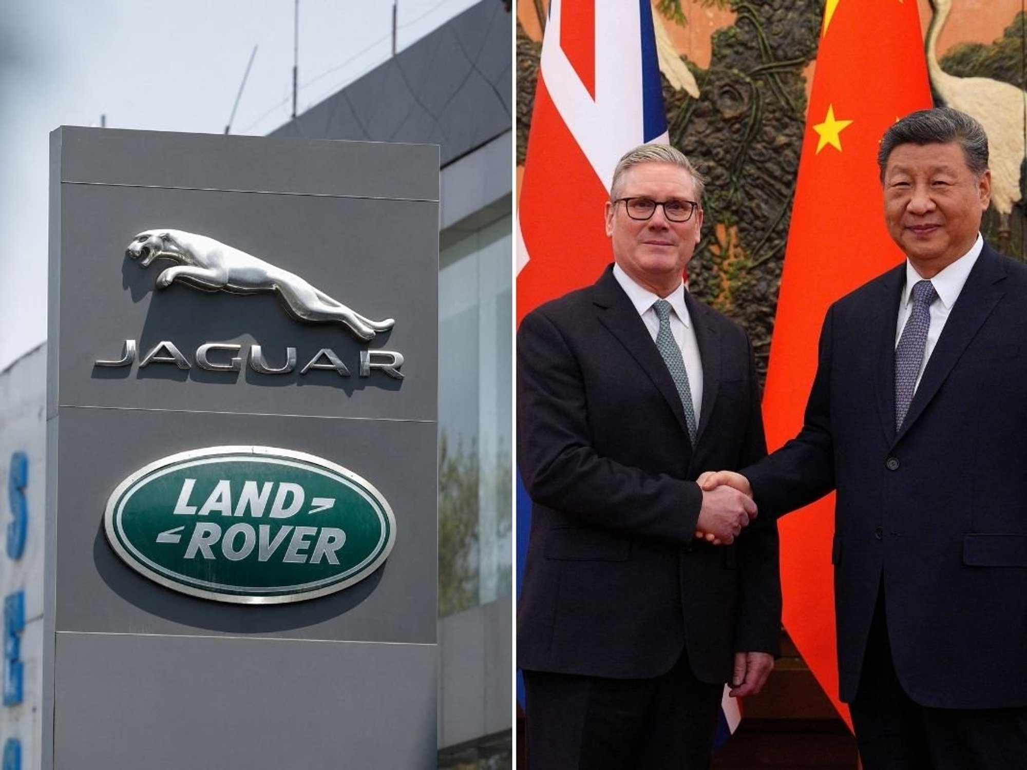 Jaguar Land Rover, and Prime Minister Sir Keir Starmer and Chinese Xi Jinping in Beijing