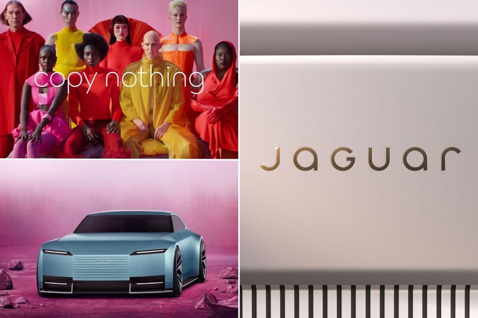 Jaguar's 'Copy Nothing' advert, Jaguar logo and the Jaguar Type 00 electric car