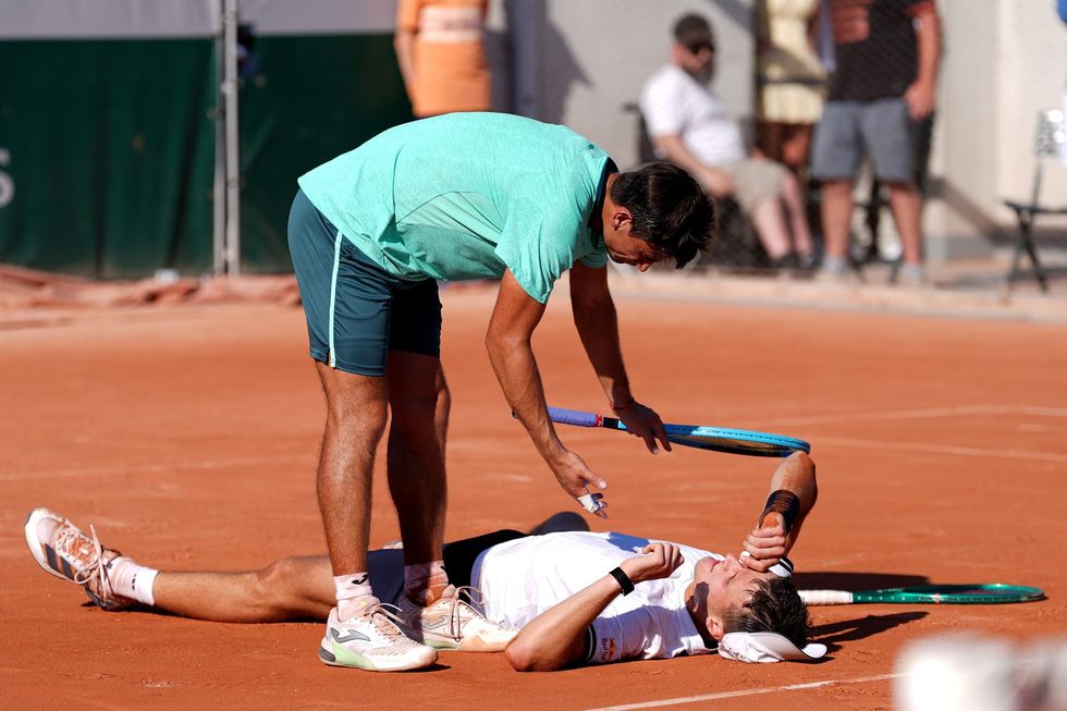 Jakub Mensik immediately collapsed following his victory over Mariano Navone on Wednesday