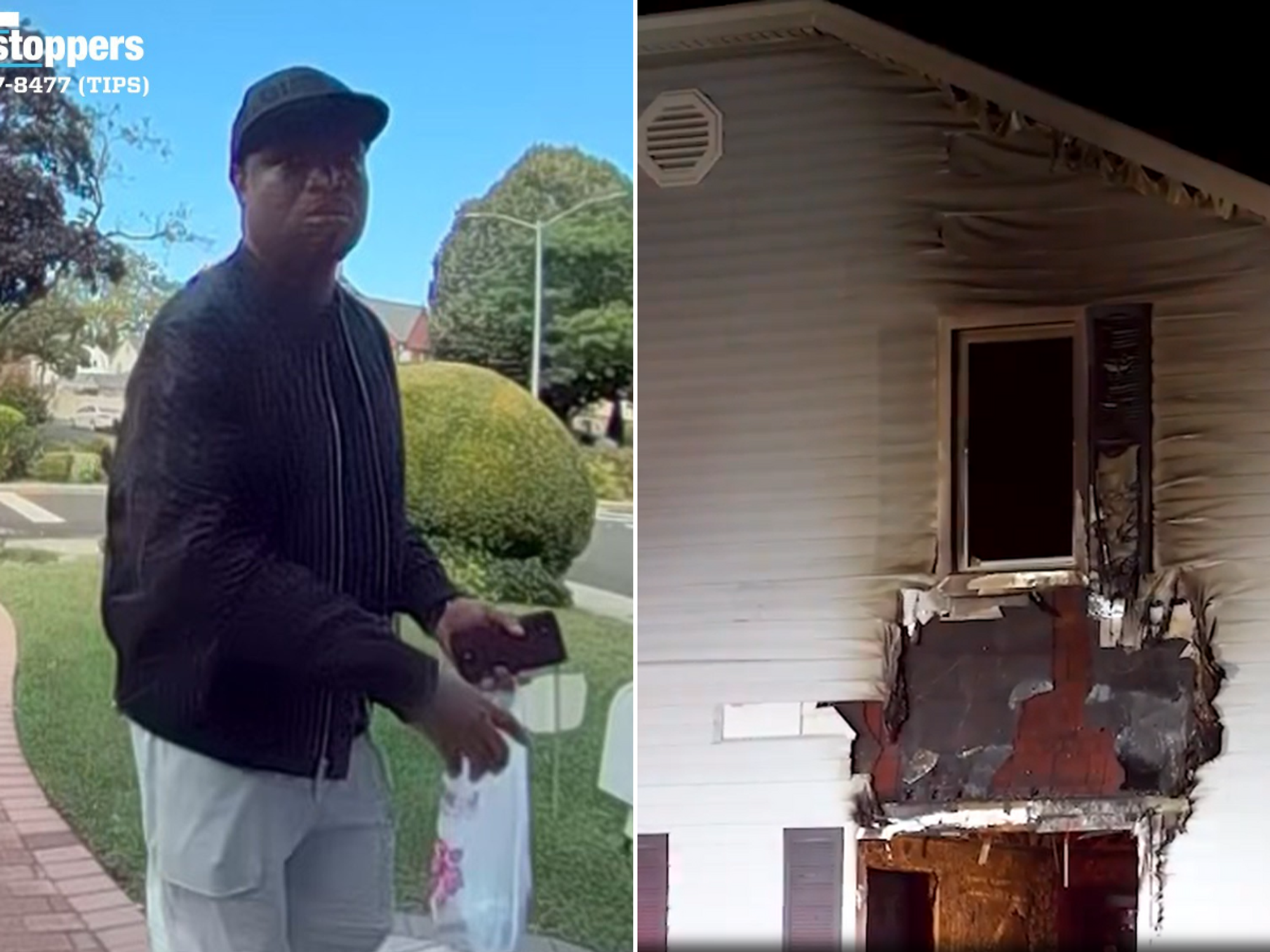 Jamel McGriff and footage of the burnt house