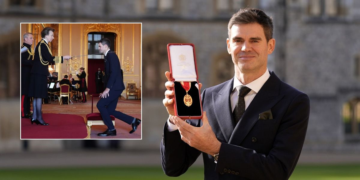 English sporting icon James Anderson knighted by Princess Anne at Windsor Castle English sporting icon James Anderson knighted by Princess Anne at Windsor Castle