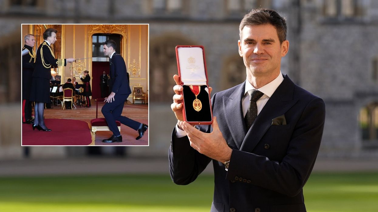 English sporting icon James Anderson knighted by Princess Anne at Windsor Castle