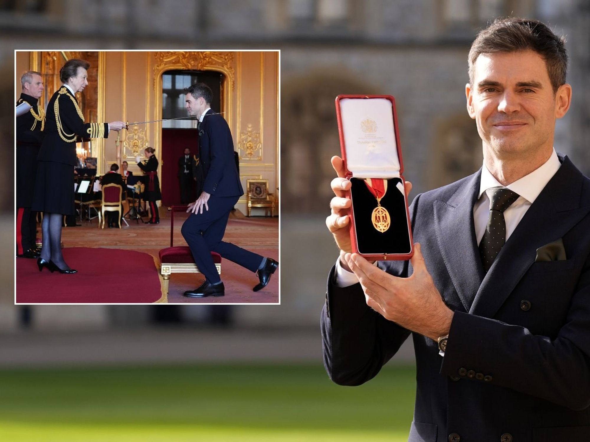 English sporting icon James Anderson knighted by Princess Anne at Windsor Castle