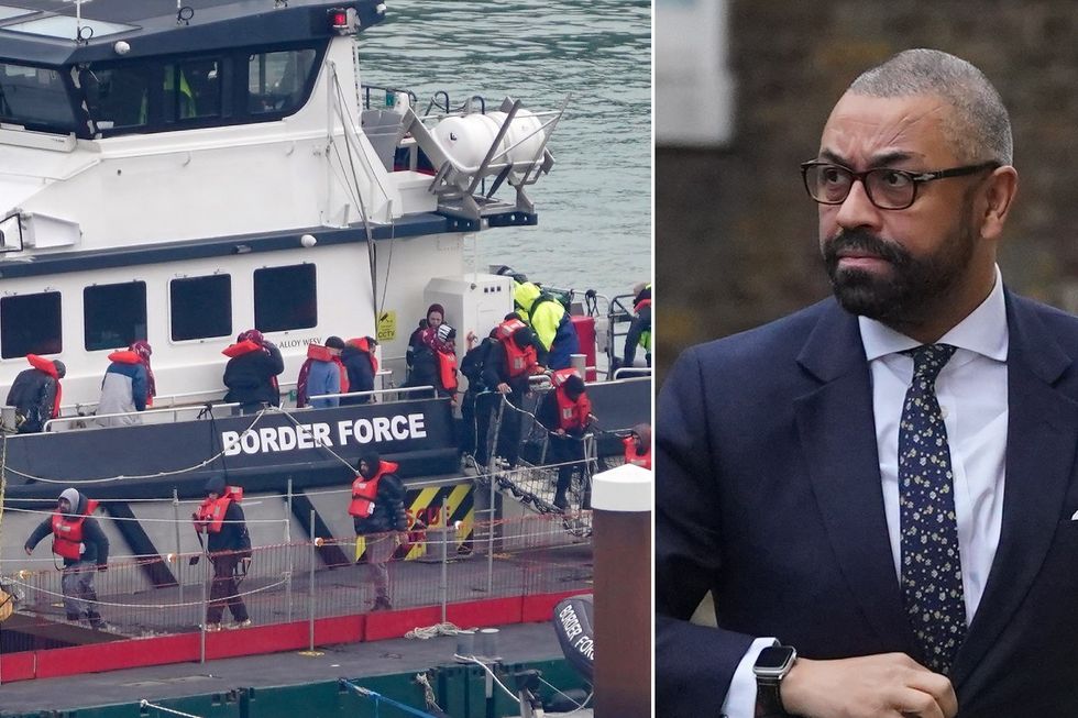 James Cleverly and Border Force boat offloading illegal channel migrants